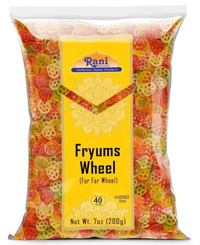 Rani Far Far/Fryums (Wheat &amp; Tapioca Pellet) Wheel Shape 7oz (200g)  Vegan, Kosher, Uncooked, Used to Make Papad, Bhungra/Chip Snack