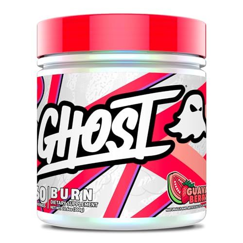 GHOST Burn Weight Management Powder, Guava Berry (60 Servings) - Metabolism &amp; Energy Support Supplement for Men &amp; Women - Natural Caffeine, L-Carnitine &amp; L-Tyrosine - Gluten, Soy &amp; Sugar-Free, Vegan