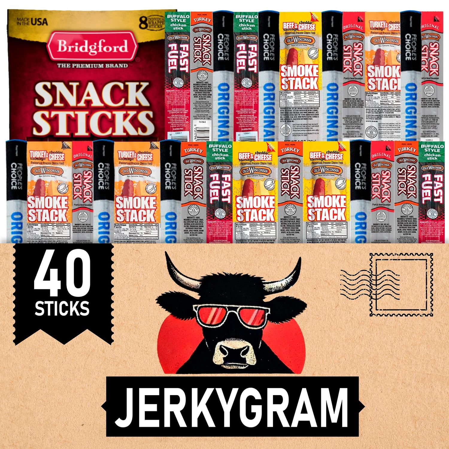 ManSnacks Jerky Gift Basket for Men - 40 pc