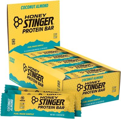 Honey Stinger Protein Bar  Coconut Almond  Protein Packed Food for Exercise, Endurance and Performance  Sports Nutrition Snack for Home &amp; Gym, Post Workout  Box of 15