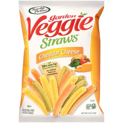 Sensible Portions Garden Veggie Straws, Cheddar Cheese, 6 Oz (Pack of 12)