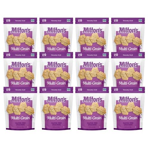 Milton&#39;s Gluten Free Crackers, Multi-Grain - Non-GMO Project Verified, Kosher, Certified Gluten Free Snack, 7 Grains In Every Bite - 4.5 Oz, Pack of 12