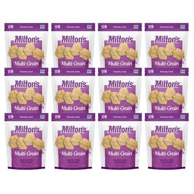 Milton&#39;s Gluten Free Crackers, Multi-Grain - Non-GMO Project Verified, Kosher, Certified Gluten Free Snack, 7 Grains In Every Bite - 4.5 Oz, Pack of 12