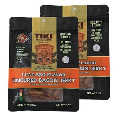 Tiki Hawaiian Gourmet Jerky  Luau BBQ Bacon (2-Pack)  High Protein, No Nitrates/Nitrites, No Preservatives, No MSG Added, Gluten Free Healthy Snack