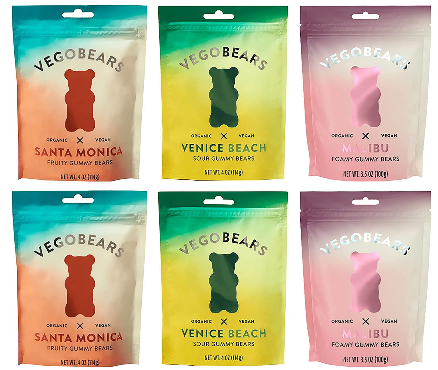 VegoBears Vegan Gummy Bears Variety Pack - Organic Gummy Bears, Vegan Gummies, Organic Candy, Vegan Candy, Gelatin-Free Gummies