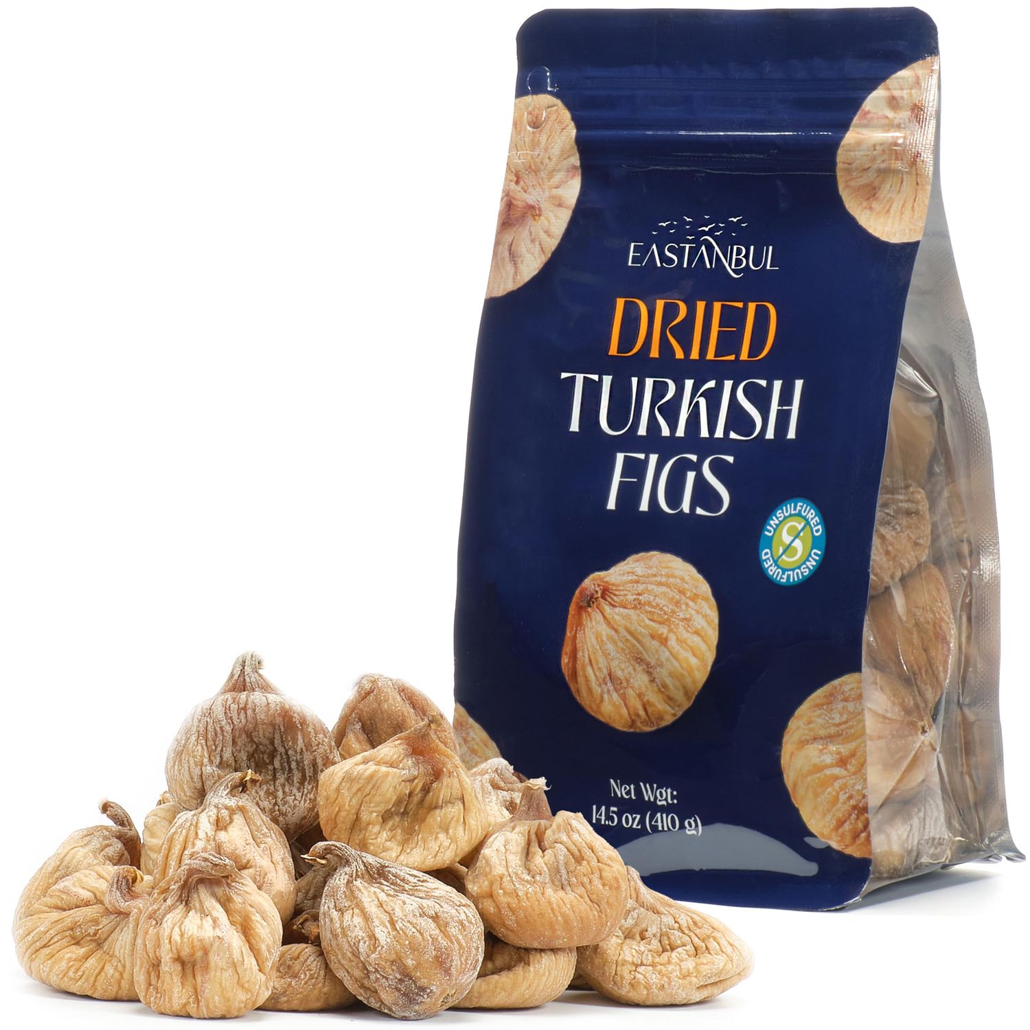 Eastanbul Turkish Dried Figs Whole, 14.5oz, No Sugar Added Whole Turkish Figs, Sweet and Soft, Premium Fruit, Guilt-Free Anjeer Dry Fruit Snack, 100% Natural, Vegan Gluten-Free, Sun Dried For Baking
