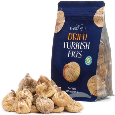 Eastanbul Turkish Dried Figs Whole, 14.5oz, No Sugar Added Whole Turkish Figs, Sweet and Soft, Premium Fruit, Guilt-Free Anjeer Dry Fruit Snack, 100% Natural, Vegan Gluten-Free, Sun Dried For Baking