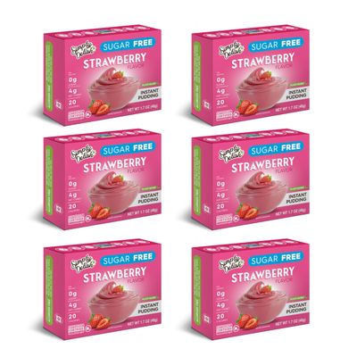Simply Desserts Strawberry Instant Pudding, Sugar-Free, 6-Pack - Healthy Dessert, Keto Snacks, Vegan &amp; Diabetic-Friendly, Kosher, 1.7 Oz Ea