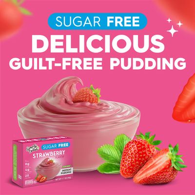 Simply Desserts Strawberry Instant Pudding, Sugar-Free, 6-Pack - Healthy Dessert, Keto Snacks, Vegan &amp; Diabetic-Friendly, Kosher, 1.7 Oz Ea