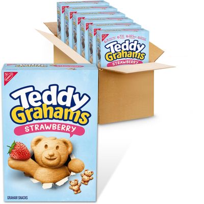 Teddy Grahams Strawberry Flavor Graham Snacks, 6-10 oz Boxes