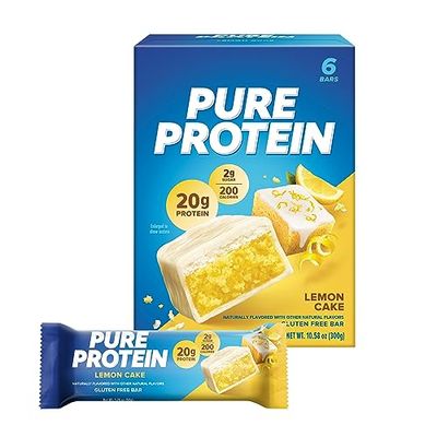 Pure Protein Bars Nutritious Snacks to Support Energy, Lemon Cake, 6 Count (Pack of 1)