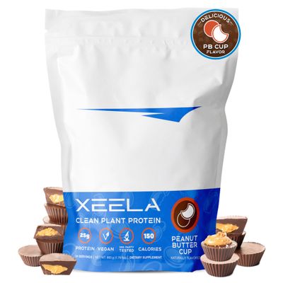 XEELA Plant Based Vegan Protein Powder - Independently Tested - 25g High Protein, Pea Protein for Men &amp; Women - Vitamins &amp; Minerals, Non GMO, Dairy &amp; Gluten Free, LowCarb &amp; LowFat (Peanut Butter Cup)