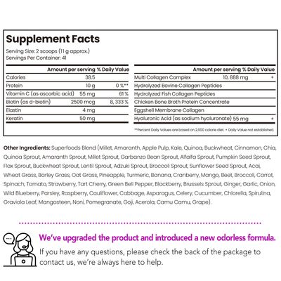 VEV Multi Collagen Peptides Powder, 1 lb - Type I, II, III, V, X, Hydrolyzed Collagen, Biotin, Hyaluronic Acid, Vitamin C, Supports Skin & Joints, Unflavored, Easy to Dissolve (Packaging May Vary)