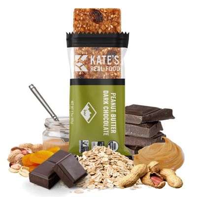 Kates Real Food Organic Energy Bars, Non-GMO, All-Natural Ingredients, Gluten-Free and Soy-Free Healthy Snack with Natural Flavors, Peanut Butter and Dark Chocolate (Pack of 12)