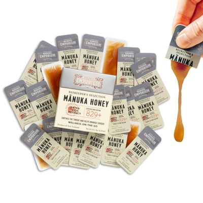 Manuka Emporium Extra High Potency Raw New Zealand Manuka Honey Packets MGO829 (UMF 20 Equiv.) 24 x 0.18oz Individual Snaps  Ideal for Travel, Sports, Superfood Snacks and On-the-Go Daily Wellness