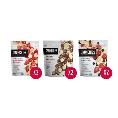Crunchies Freeze-Dried Fruits, 100% All Natural Crispy Fruit, Non GMO and Kosher, Resealable Freeze Dried Fruit Snack Packs, Pack of 6 (Banana Lovers Variety Pack)
