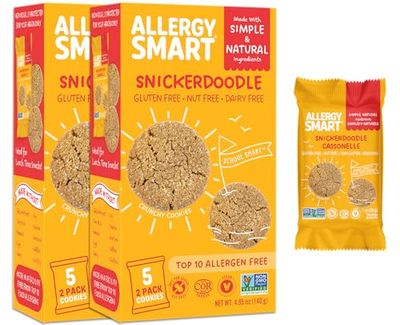 Allergy Smart Crunchy Vegan Cookies  Gluten Free, Nut Free, Egg Free, Soy Free, Dairy Free, Non GMO, Kosher  Delicious Plant Based School Snack for Kids &amp; On the Go  INDIVIDUALLY WRAPPED 2 Packs