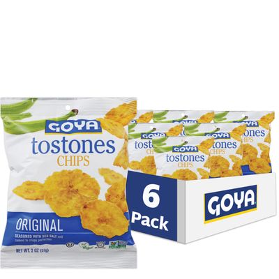 Goya Tostones Chips Original Clip Strip 2 Ounce each, Pack of 6