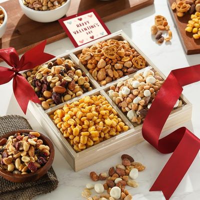 Broadway Basketeers Valentines Day Nuts Gift Basket for Her, Him, Kids, a Healthy Gift Basket