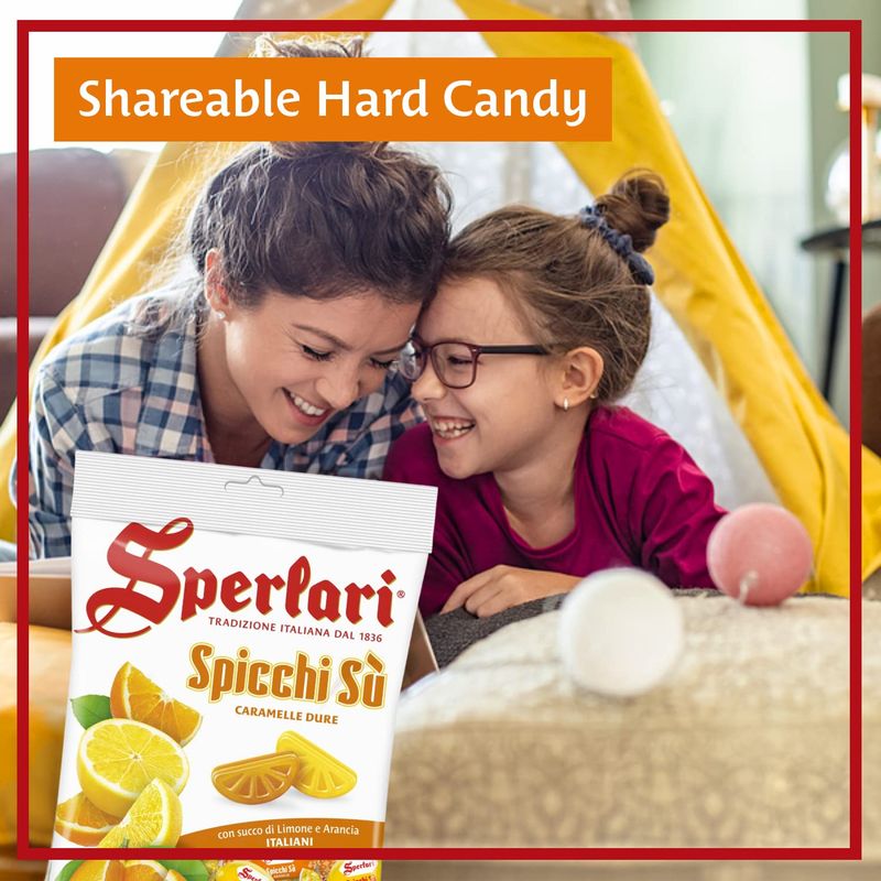 Sperlari Spicchi Su Citrus Orange &amp; Lemon Wedges Hard Candy Bag, Individually Wrapped Italian Sweets, 500 gr / 17.6 Ounce Bag (1-Pack)