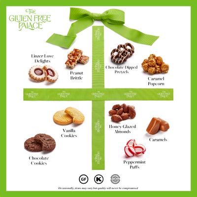 Gluten Free Palace Gift Basket Tower - Easter Gift Sets for Family - 6 Tier Gluten Free Cookies Gift Basket Treat Tower - Kosher Purim Mishloach Manot Gift