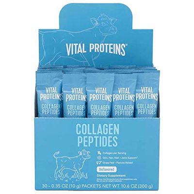 Vital Proteins Collagen Peptides Powder Supplement (Type I, III) Travel Packs, Hydrolyzed Collagen for Skin Hair Nail Joint - Dairy &amp; Gluten Free - 10g per Serving - Unflavored 30 ct per Box