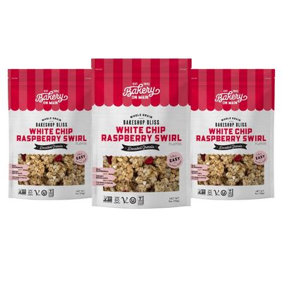 Bakery On Main Decadent Granola, White Chip Raspberry Swirl - Whole Grain Bakeshop Bliss, Gluten-Free, Vegan, Non-GMO, 11oz (Pack of 3)