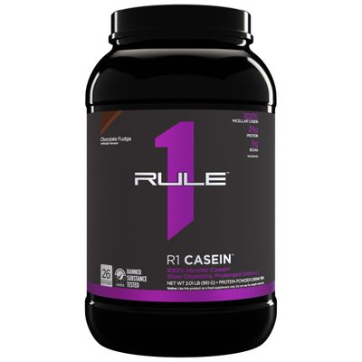 Rule One Proteins Casein - 25g Slow-Release Protein from Premium Micellar Casein for Sustained Amino Acid Delivery, Helps Keep Muscles Fed Overnight for Recovery (2 Pounds, Chocolate Fudge)