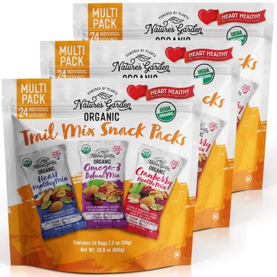 Nature&#39;s Garden Organic Trail Mix Snack Packs, Multi Pack 28.8 oz - 24 Individual Servings (Pack of 3)