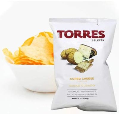 Torres - Cured Cheese Potato Chips 1.76oz (50g) (3-PACK)  Light and Crispy with Bold Flavors  Perfect Snack for Those with Food Sensitivities  Imported from Spain