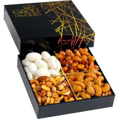 Nuts Gift Box - 4 Variety Sampler - Gourmet Nut Gift Basket - Holiday Nut Tray for Holiday, Birthday, Care Package, Get Well, Anniversary, House Warming