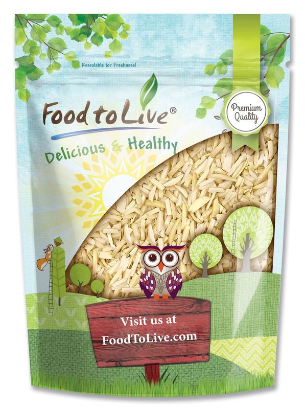 Food to Live - Blanched Slivered Almonds, 2 Pounds Chopped Raw Blanched Almonds, Unsalted, Vegan, Keto, Kosher, Bulk. High in Protein, Vitamin E, Riboflavin. Great for Cooking, Baking, Salads.