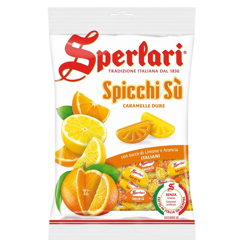 Sperlari Spicchi Su Citrus Orange &amp; Lemon Wedges Hard Candy Bag, Individually Wrapped Italian Sweets, 500 gr / 17.6 Ounce Bag (1-Pack)