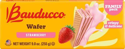 Bauducco Strawberry Wafers - Crispy Wafer Cookies With 3 Delicious, Indulgent, Decadent Layers of Strawberry Flavored Cream - Delicious Sweet Snack or Dessert - 9.0 oz (Pack of 1)