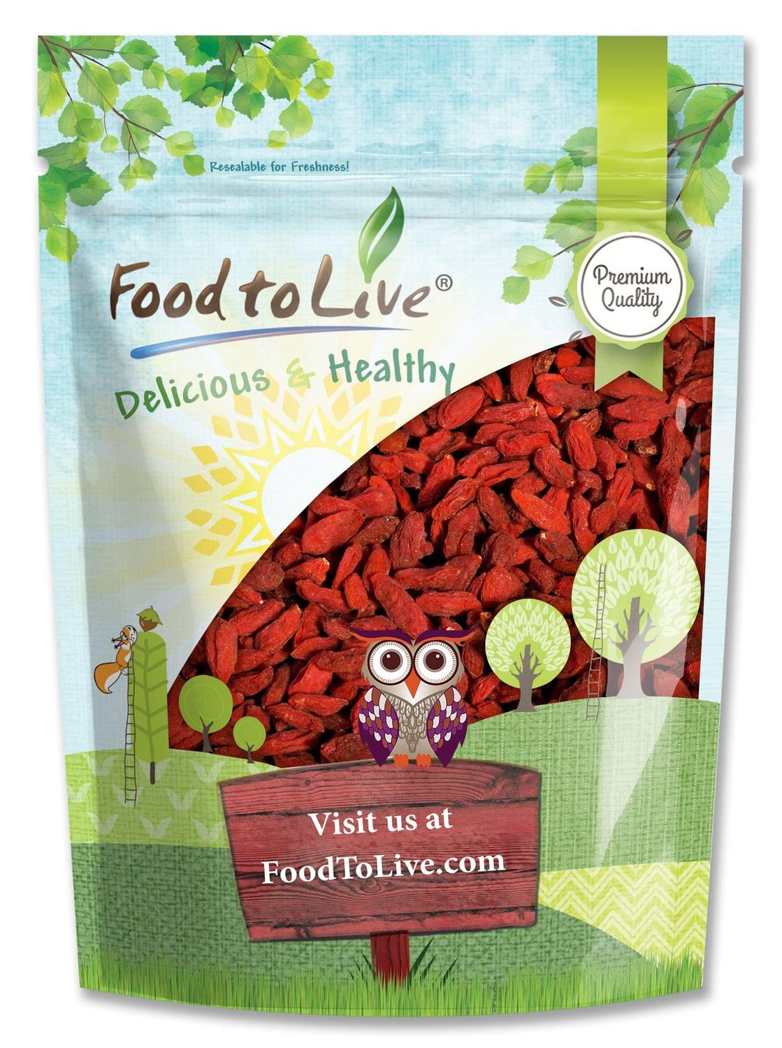 Food to Live Goji Berries, 12 Ounces Sun-Dried, Large and Juicy, Unsweetened, Vegan, Bulk. High in Iron, Vitamins A, and C. Fruit Snack. For Baked Goods, Tea, Smoothie, Yogurt, Oatmeal