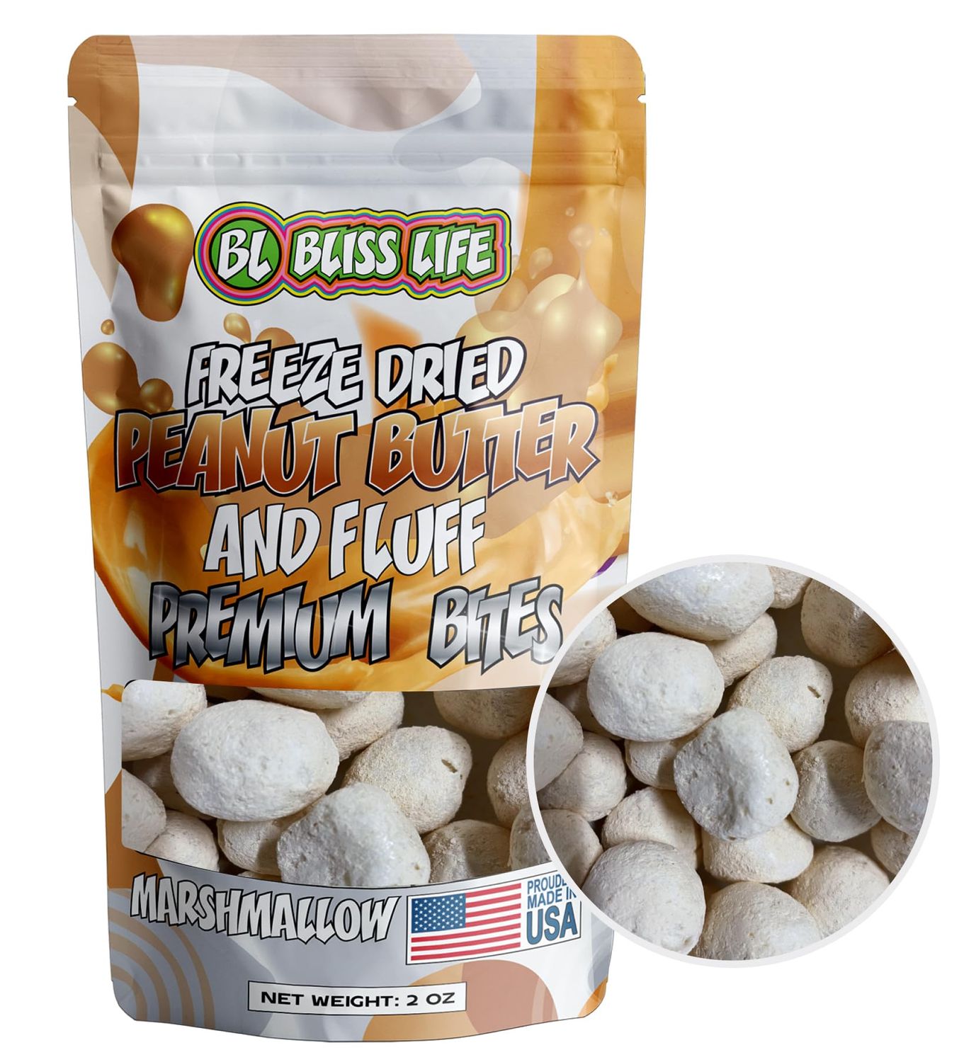 Freeze Dried Marshmallow Candy, ASMR Crunchy Candy, Sweet Kids Snacks, Unique Novelty Snack for Kids 2oz