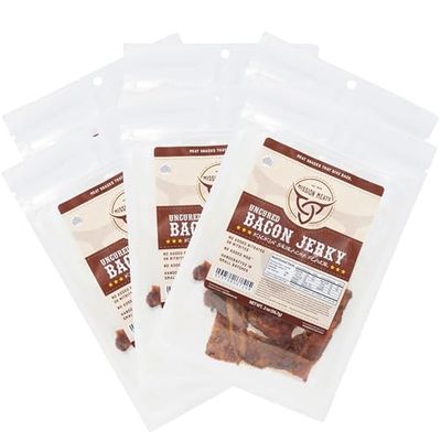 Mission Meats Candied Bacon Jerky (Sriracha) - The Perfect Delicious Savory &amp; Sweet Snack, Bloody Mary Bar Supplies, Gift - Uncured, Small Batch, Gluten Free, 2oz (Pack of 6)