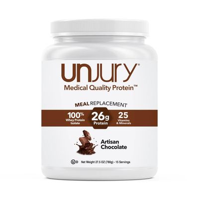 Unjury Meal Replacement Powder  Chocolate  26g Protein  25 Vitamins and Minerals  100% Whey Isolate Protein Powder  Low Carb and Sugar  15 Servings