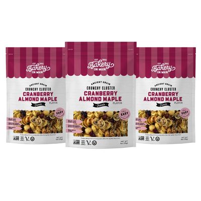 Bakery On Main, Gluten-Free Granola  Ancient Grains, Vegan &amp; Non GMO - Cranberry Almond Maple, 11oz (Pack of 3)