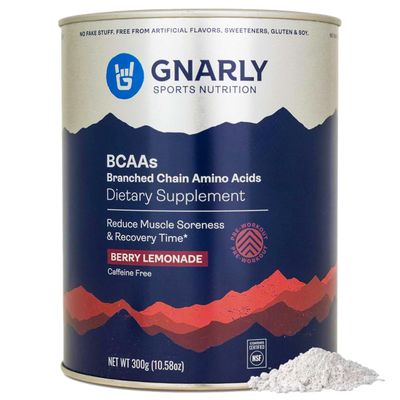 Gnarly Nutrition Essential Aminos Powder, Berry Lemonade - Pre-Workout Amino Acids - NSF Contents Certified - Supplement to Support and Rebuild Muscle - Berry Lemonade Caffeine Free, 10.58 oz