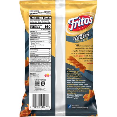 Fritos Twists Honey BBQ Flavored Corn Chips Bag, 9.25 Ounce
