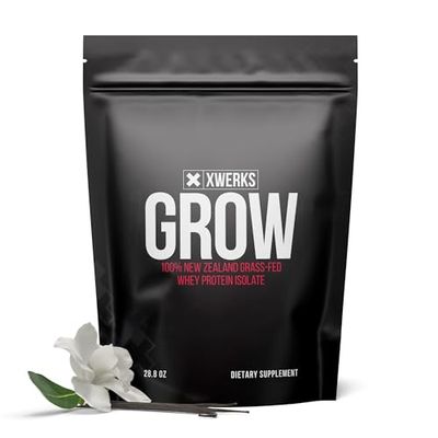 Xwerks Grow 100% New Zealand Grass-Fed Whey Protein, 25g of Pure Isolate Protein Powder (30 Servings) All-Natural, Paleo &amp; Keto-Friendly, Soy &amp; Gluten-Free, and Easy to Digest (Vanilla)