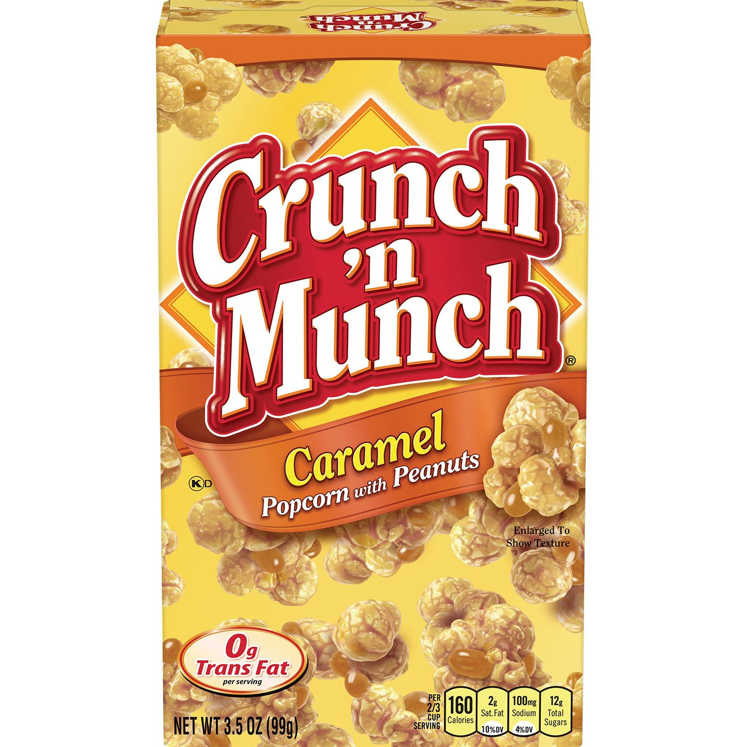 CRUNCH &#39;N MUNCH Caramel Popcorn with Peanuts, 3.5 oz. (Pack of 12)