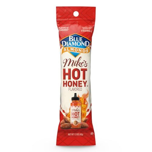 Blue Diamond Almonds, Made with Mikes Hot Honey Infused with Chilies for a Perfect Sweet and Spicy Snack Nut Combination, Pack of 12, 1.5oz. Servings