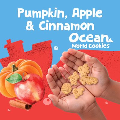 Get'ems! from Gerber Pumpkin, Apple &amp; Cinnamon Ocean World Cookies, Kids Snack Made with Real Veggies &amp; Fruits, Iron &amp; Vitamin E - 4 pack