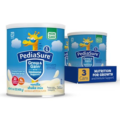PediaSure Grow &amp; Gain With Immune Support Shake Mix Powder, Kids Protein Shake, Vanilla, 14.1 oz Can, Pack of 3-24 Servings