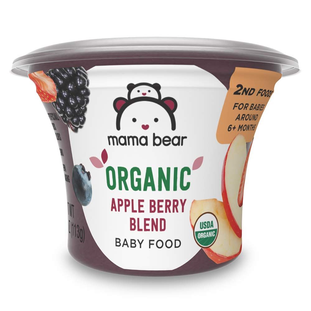 Amazon Brand - Mama Bear Organic Baby Food, Apple Berry Blend, vegetarian, 4 ounce (Pack of 12)