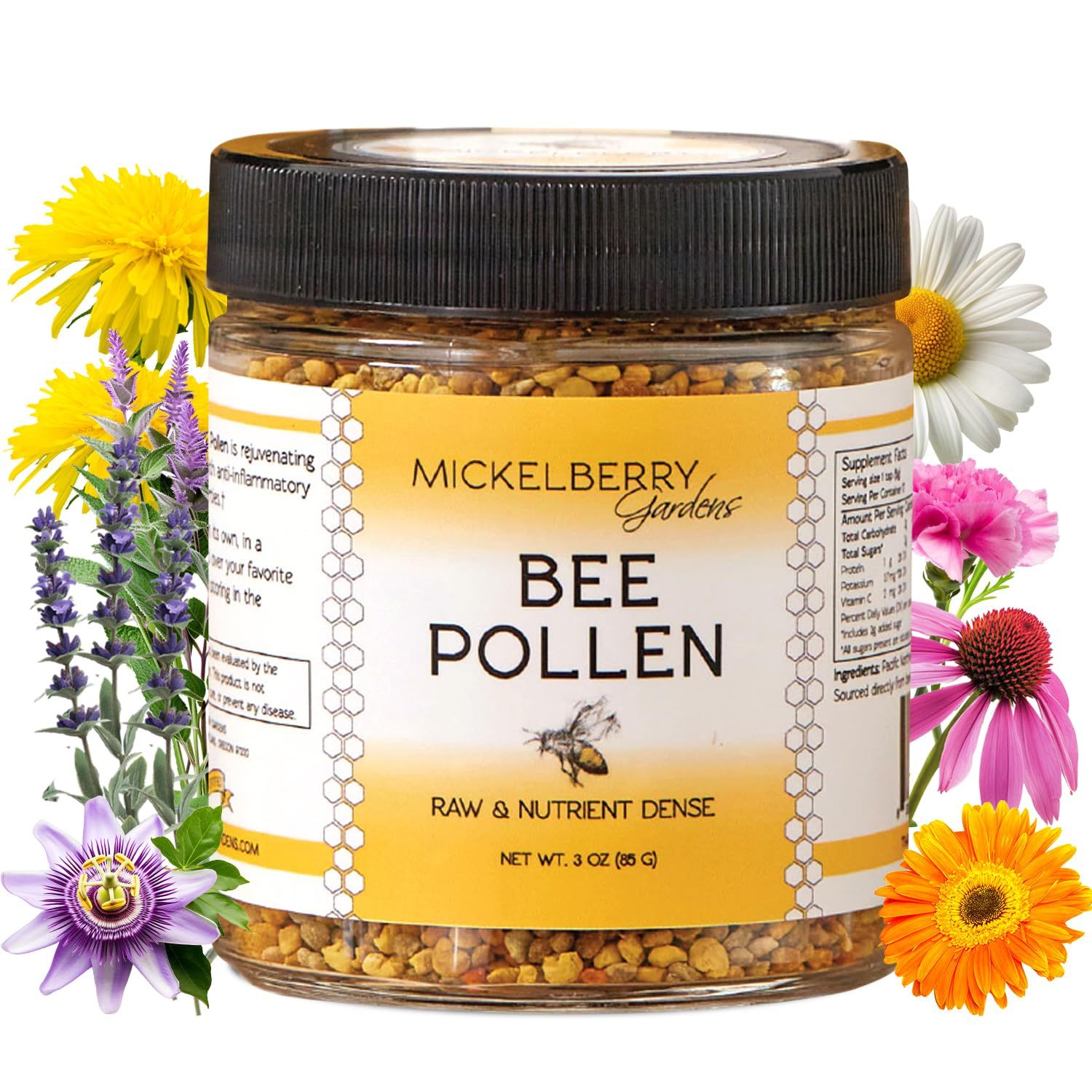 Mickelberry Gardens Bee Pollen Granules - 100% Raw, Pure Superfood Packed with Protein, Vitamins, Minerals &amp; Antioxidants - 3 Oz