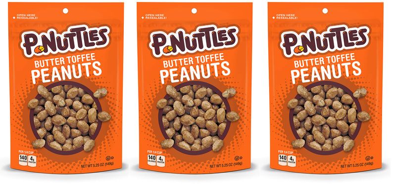 P-Nuttles Butter Toffee Peanuts 5.25 Ounce - Resealable Snacking Bags of P-Nuttles, Made in the USA, Kosher (Pack of 3) (Original)