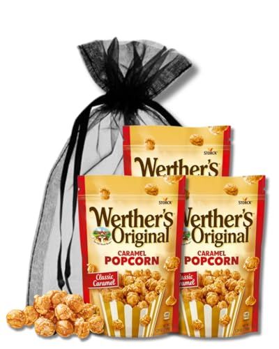 Werther&#39;s Original Caramel Popcorn Gift - Classic Caramel - Pack of 3, 5.29 oz. Resealable Bags By Lyza&#39;s Sweets &amp; Treats